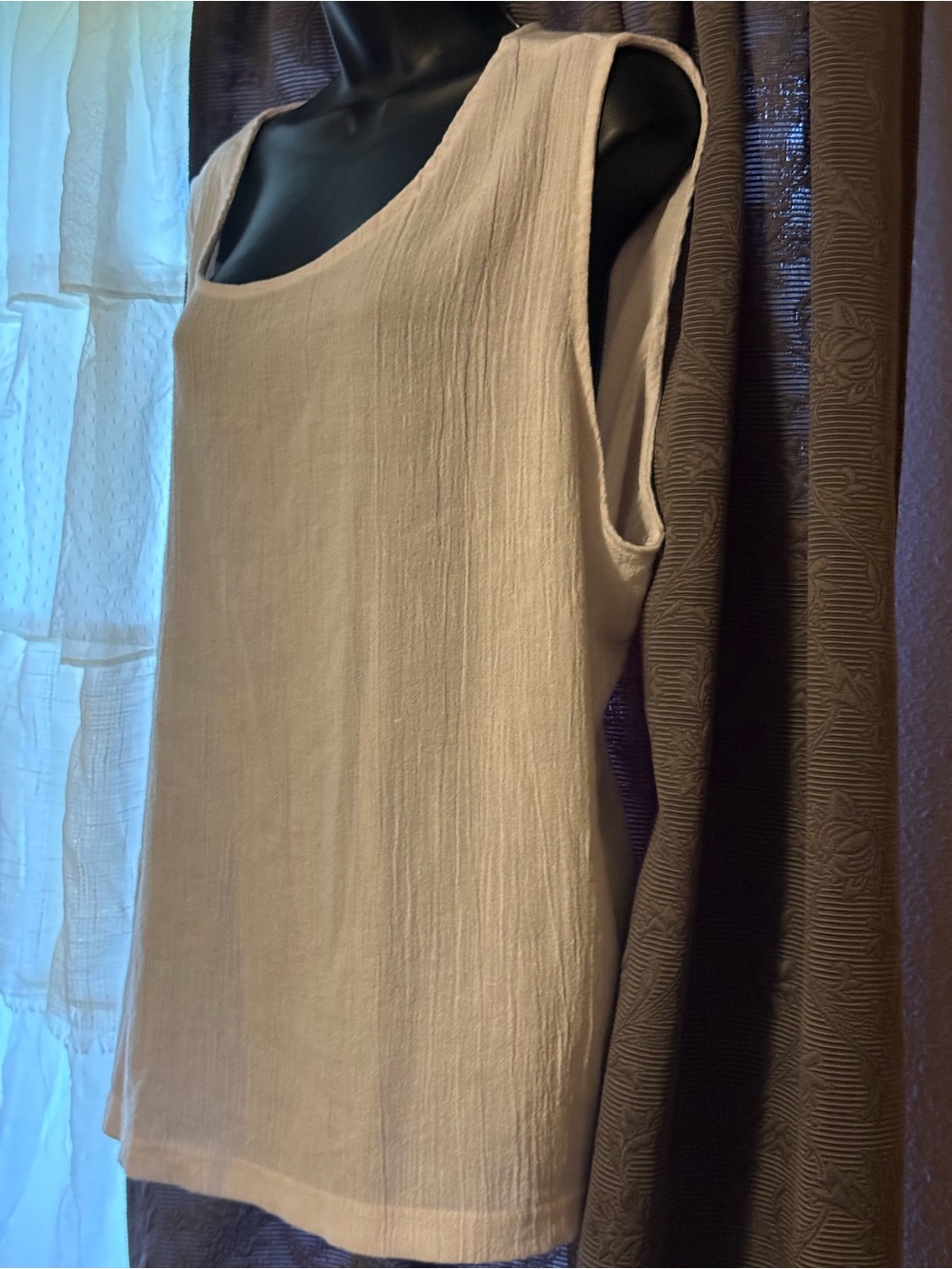Classic Sleeveless Cotton Blend Tank Top - Neutral